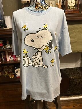 Peanuts Light Blue Snoopy & Woodstocks Graphic Tee
